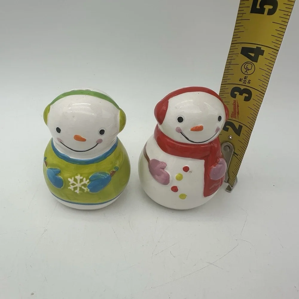 Vintage Mr & Mrs Snowman Christmas Salt And Pepper Shakers 3